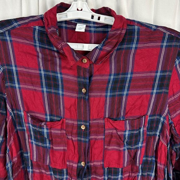 Old Navy Red & Blue Plaid Button-Up Tunic Dress Size XL - Picture 2 of 5